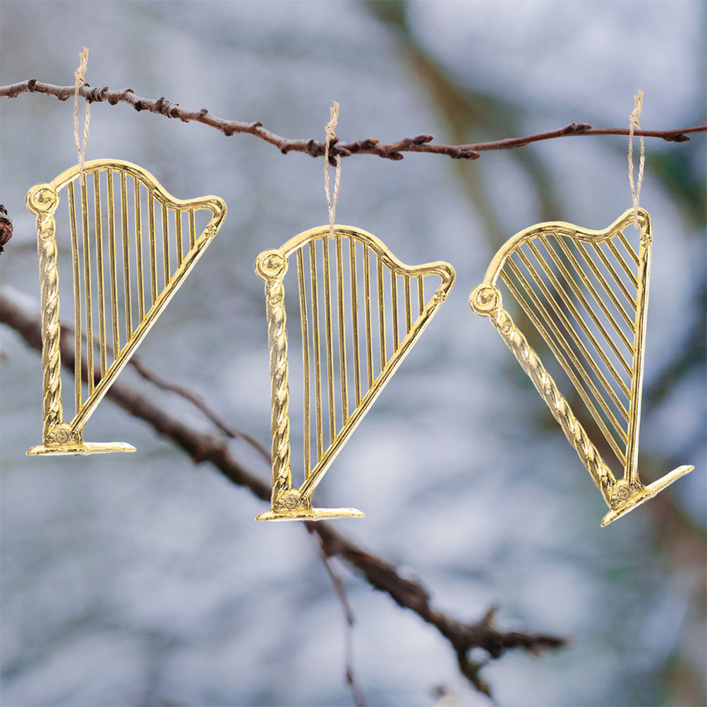 Musical Instrument Xmas Ornaments - 15Pcs 미니어처 하프 크리스마스 장식품 악기