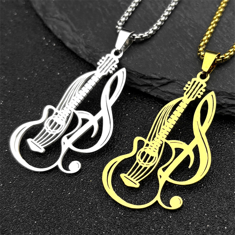 Musical Instrument Symbols - 힙합 일렉트릭 기타 음악 펜던트 목걸이,