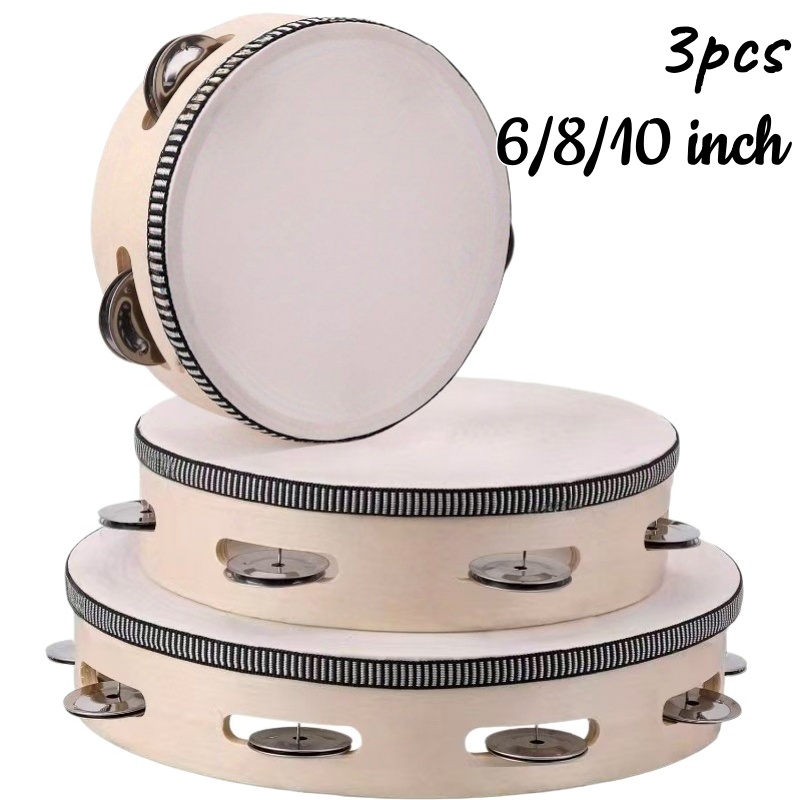 Musical Instrument Games - 1/3pcs 나무 탬버린 6/8/10inch 핸드헬드 드럼