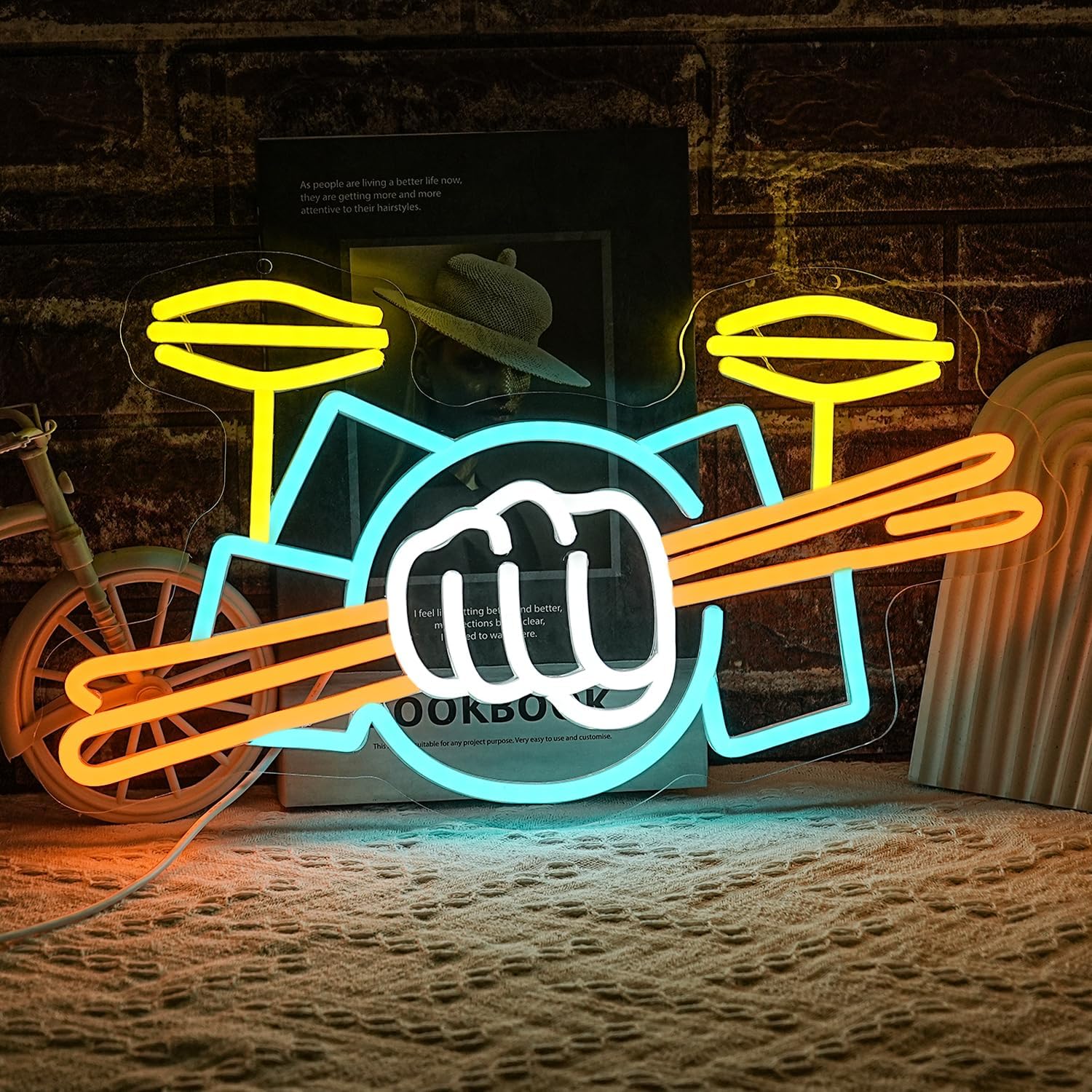 드럼 세트 네온사인 USB 전원 악기 LED 네온 조명 - Musical Instruments 리뷰 및 가격