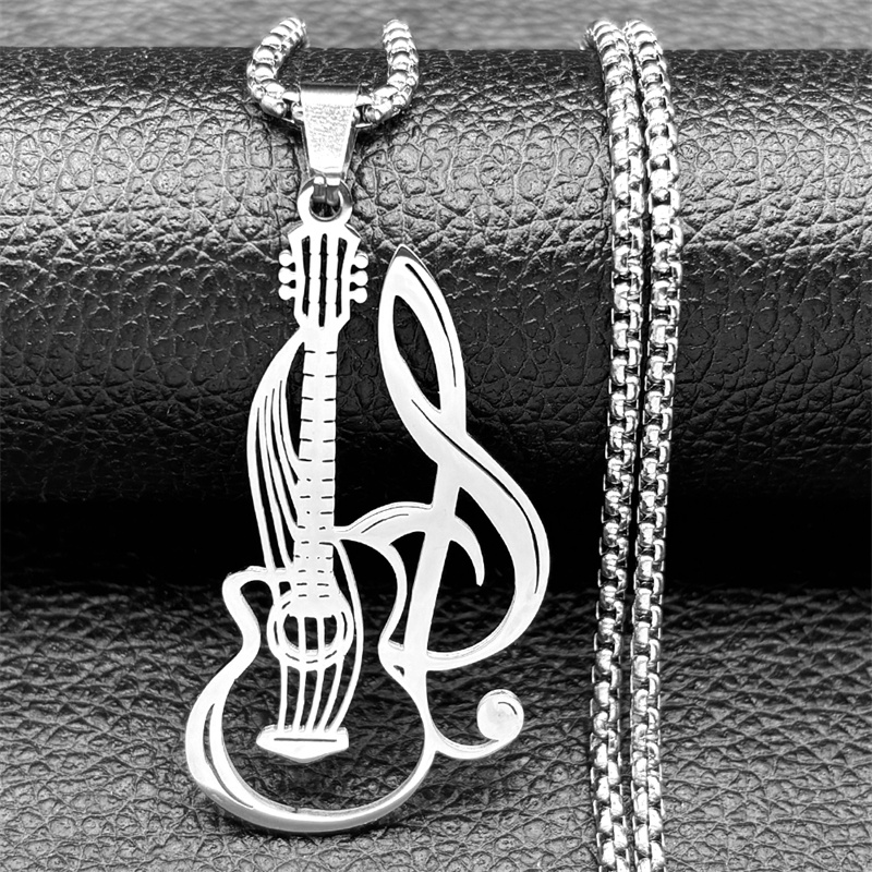 힙합 일렉트릭 기타 음악 펜던트 목걸이, 남성용 스테인 - Musical Instrument Symbols 리뷰 및 가격