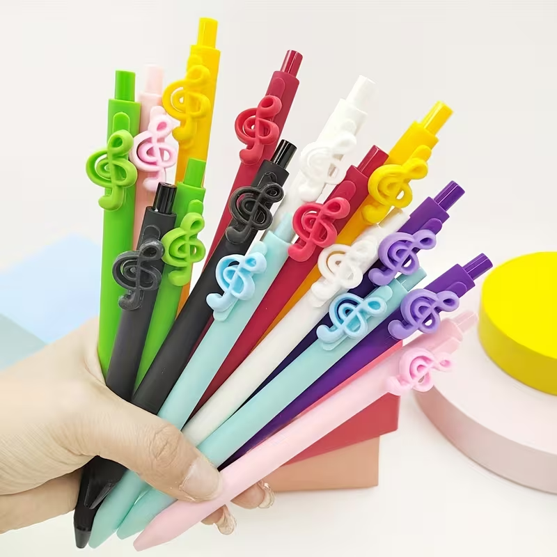 6/12pcs 음악 기호 시리즈 신축성 볼펜, 프레싱  - Musical Instrument Symbols 리뷰 및 가격