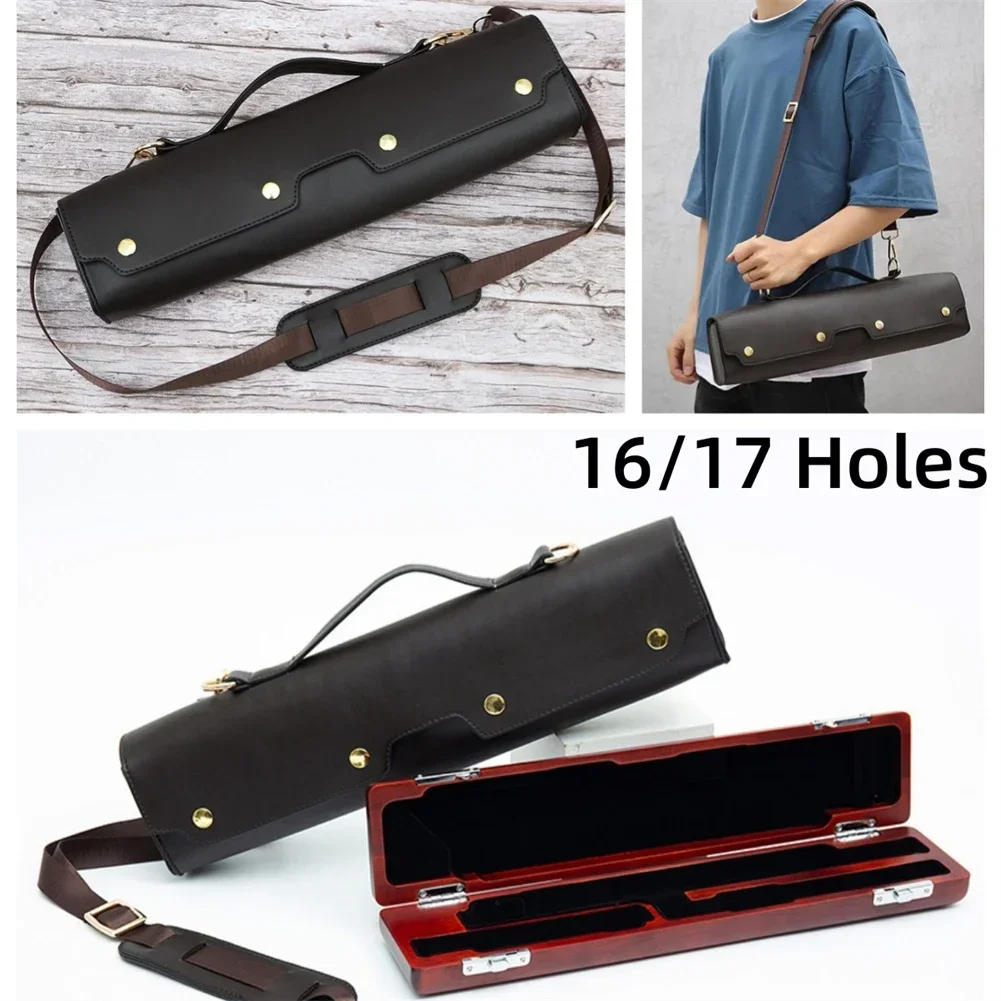 16 17 홀 플루트 용 휴대용 보관 케이스 PU 가죽 - Musical Instrument Box 리뷰 및 가격