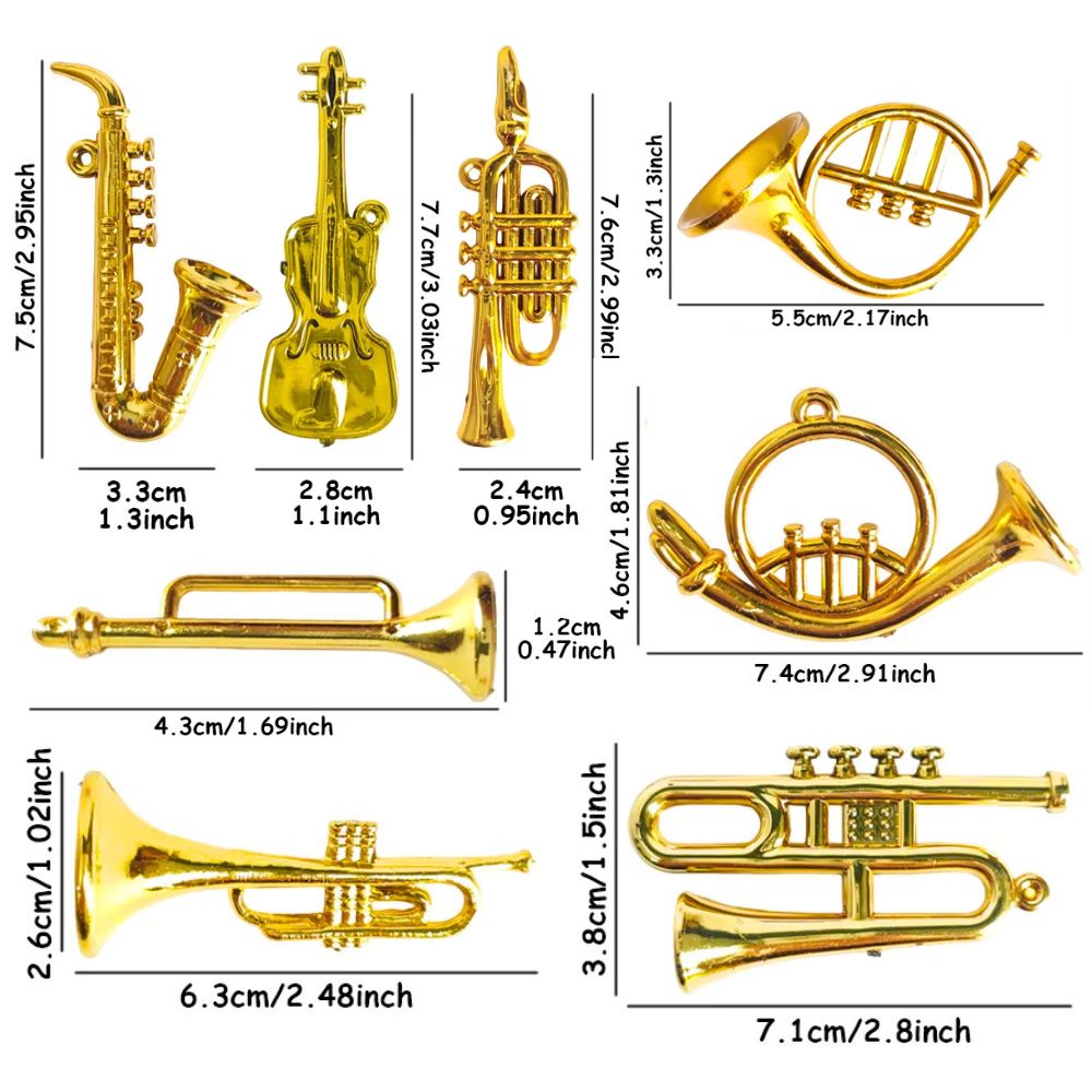 5/18개 무작위 미니 황금 악기 장식품 크리스마스 트 - Musical Instrument Xmas Ornaments 리뷰 및 가격
