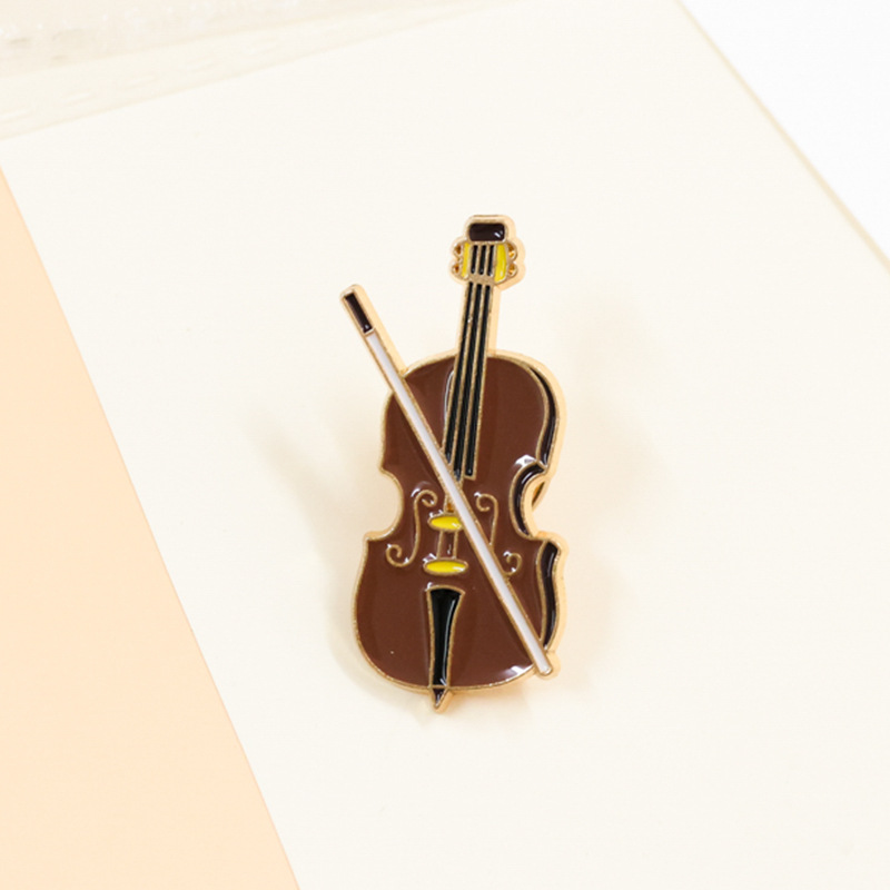 만화 바이올린 에나멜 핀 배지 다크 브라운 첼로 악기, - Musical Instrument Symbols 리뷰 및 가격