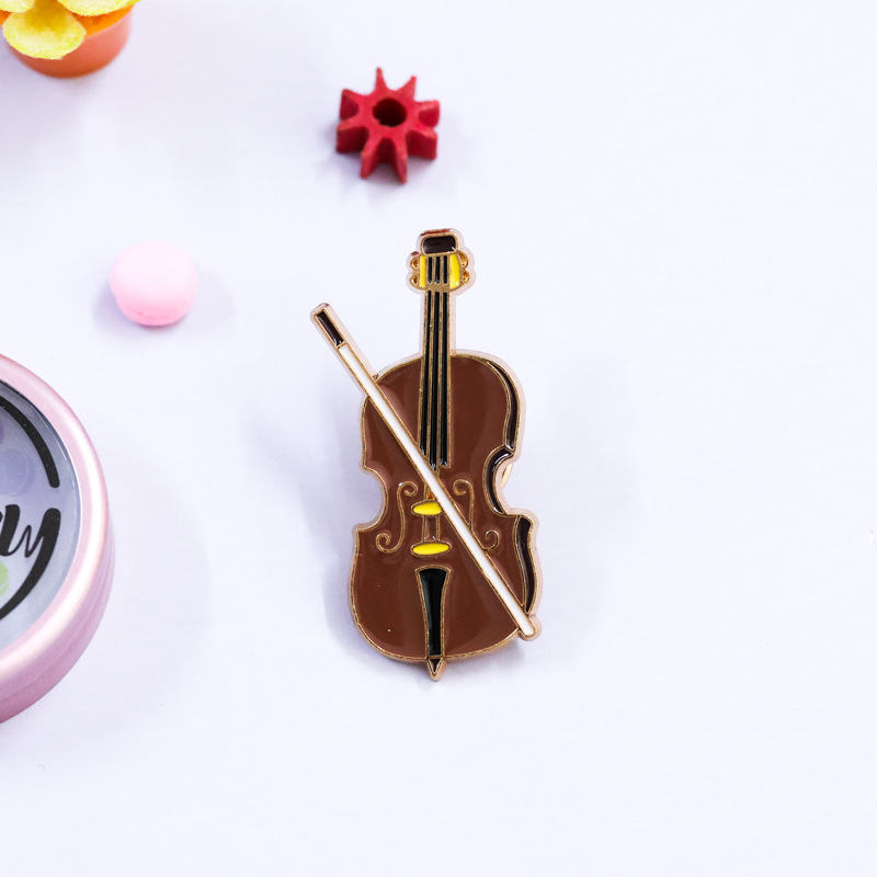 만화 바이올린 에나멜 핀 배지 다크 브라운 첼로 악기, - Musical Instrument Symbols 리뷰 및 가격